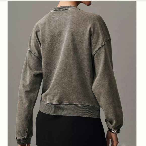 Anthropologie, New Pilcro Embellished Beaded Graphic Gray Sweatshirt SZ Large - Picture 14 of 16